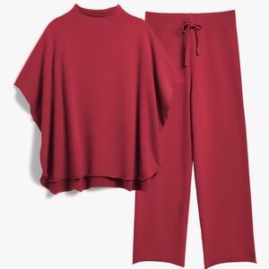 Relaxed Two-Piece Knit Set in Deep Raspberry